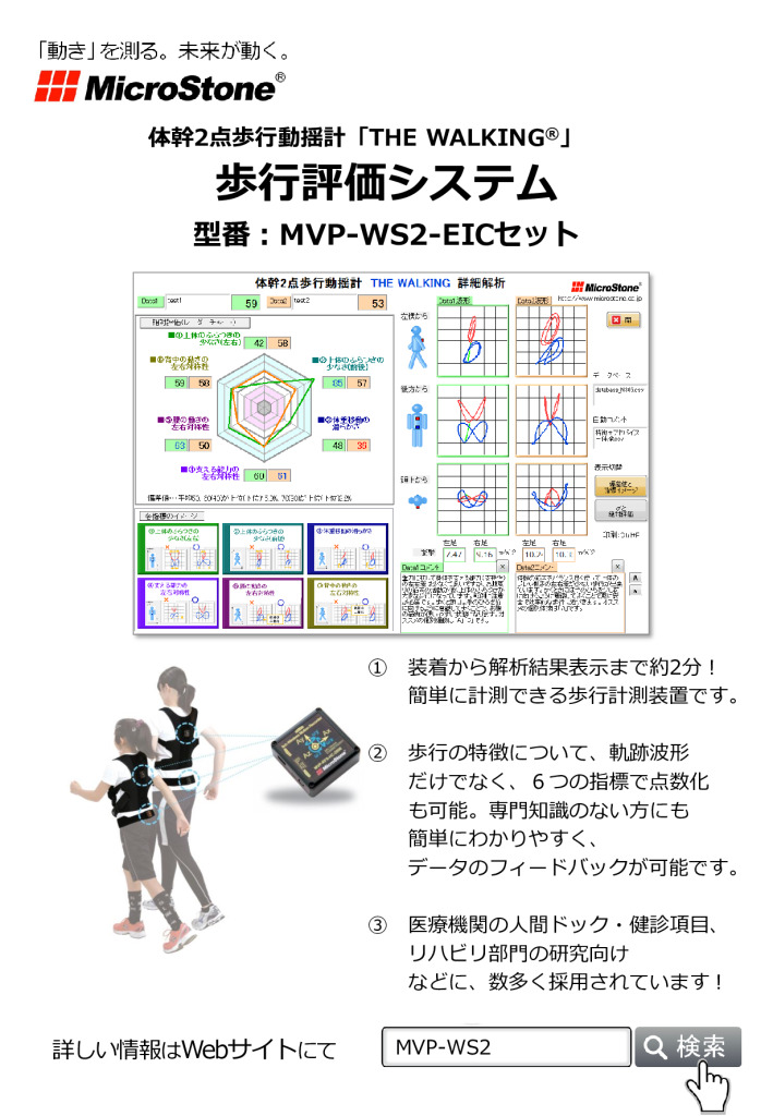 体幹2点歩行動揺計 THE WALKING（コメント自動表示版） MVP-WS2-S-EIC カタログ