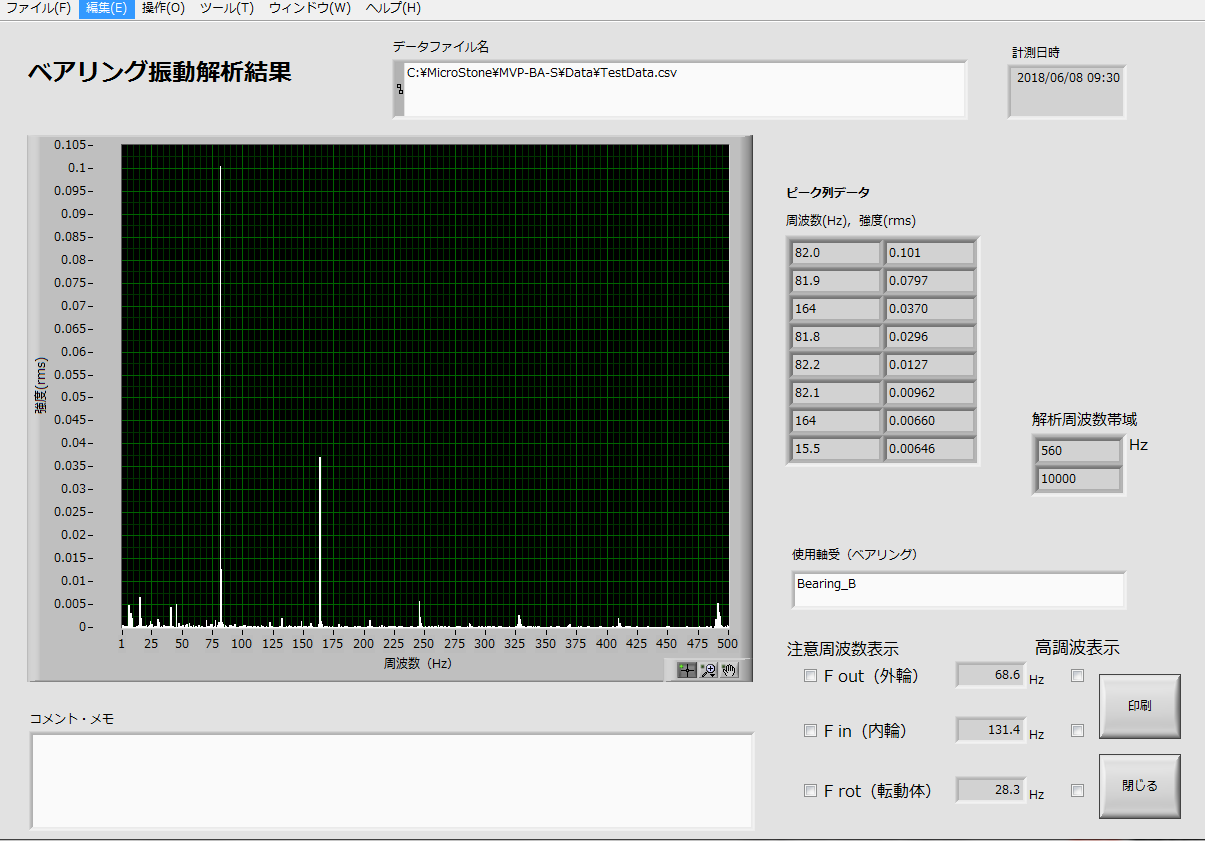 MVP-BA-S 解析結果画面